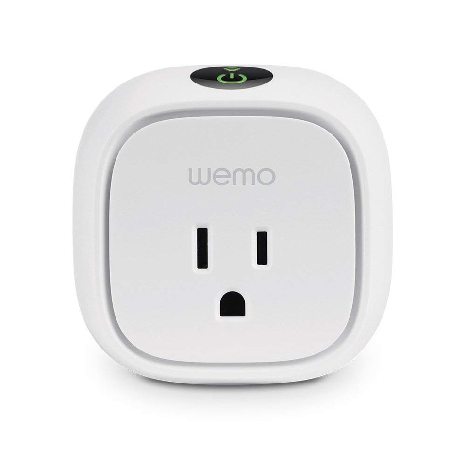 WeMo Mini Smart Plug, WiFi habilitado, Funciona con Alexa y Google Assistant, Enchufe Inteligente a la Vista, Blanco