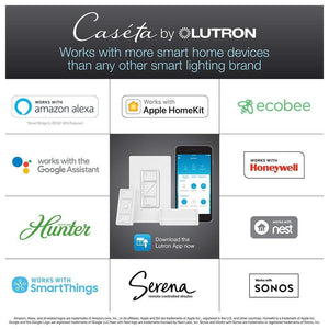 Lutron P-BDG-PKG2W Caséta™ Iluminación Inteligente Inalámbrica, Kit de Reguladores de Empotrar, Habilitado para Sistema HomeKit