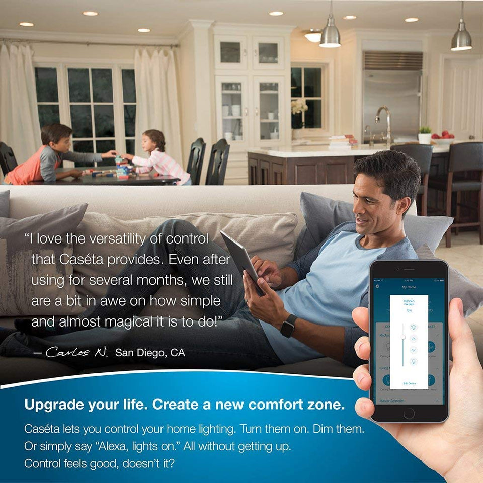 Lutron P-BDG-PKG2W Caséta™ Iluminación Inteligente Inalámbrica, Kit de Reguladores de Empotrar, Habilitado para Sistema HomeKit