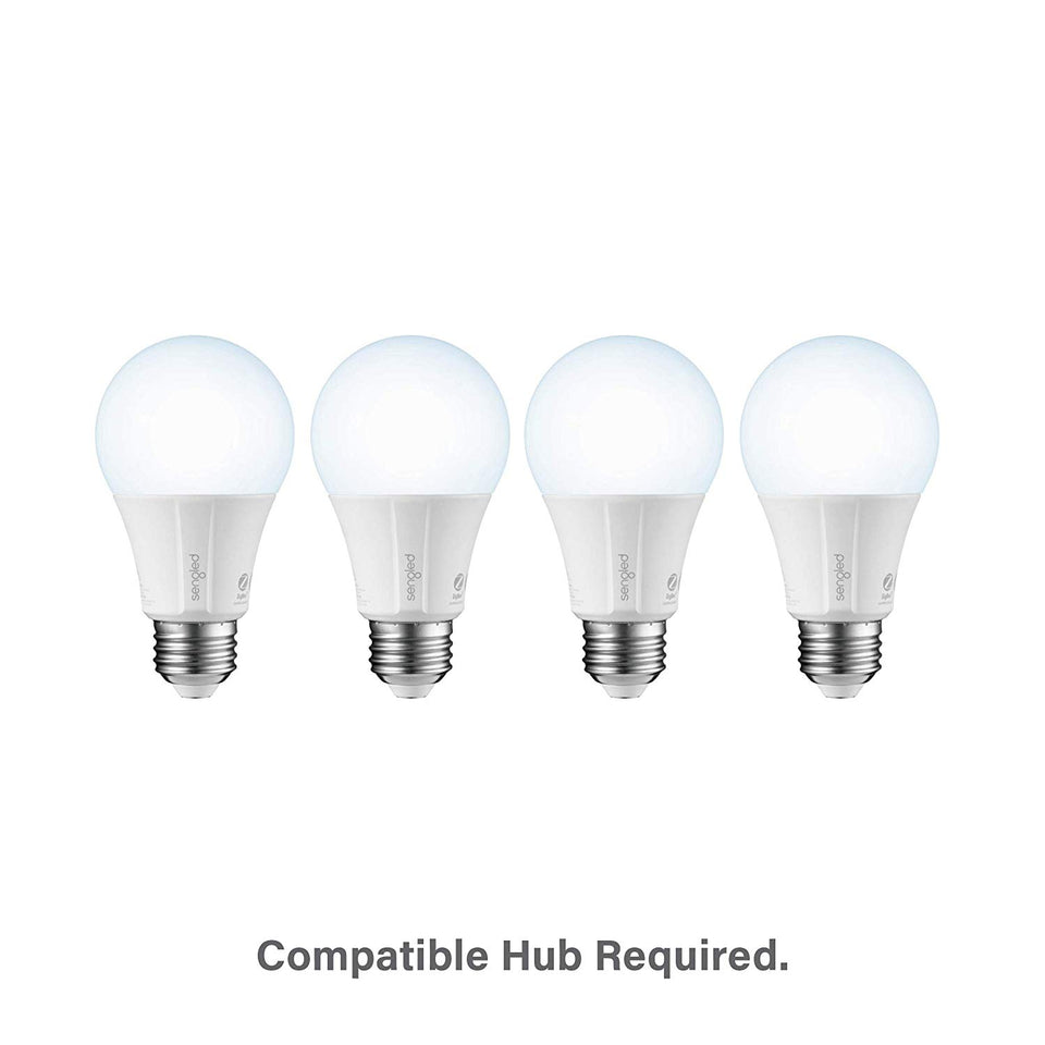 Elemento clásico de Sengled – A19 luz de día 5000 K foco LED inteligente (buje necesario), funciona con Alexa, asistente de Google, Echo Plus y SmartThings – Paquete de 4