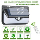 Glückluz Lámparas Solares Para Exterior Solar Lights 68 LED Solar Con Sensor De Movimiento de 270° Impermeable Con 3 Modos Lampara Seguridad Solar Para Patio Jardín Terraza Garaje Camino Blanco Frio 6000K Regalo de Navidad para Familias Viejos Padres