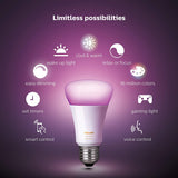 Philips, 4 Lámparas de Color HUE LED, 10W A19 E26 + Bridge