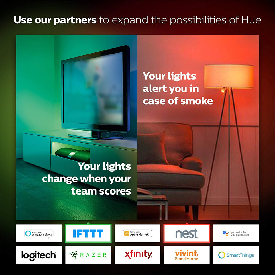 Philips, 4 Lámparas de Color HUE LED, 10W A19 E26 + Bridge