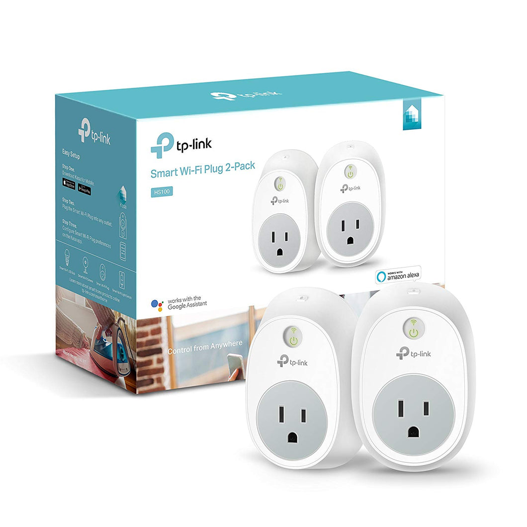 Kasa Smart WiFi Plug by TP-Link (2-Pack) - Reliable WiFi Connection, No Hub Required, Works with Alexa Echo & Google Assistant (HS100 KIT)